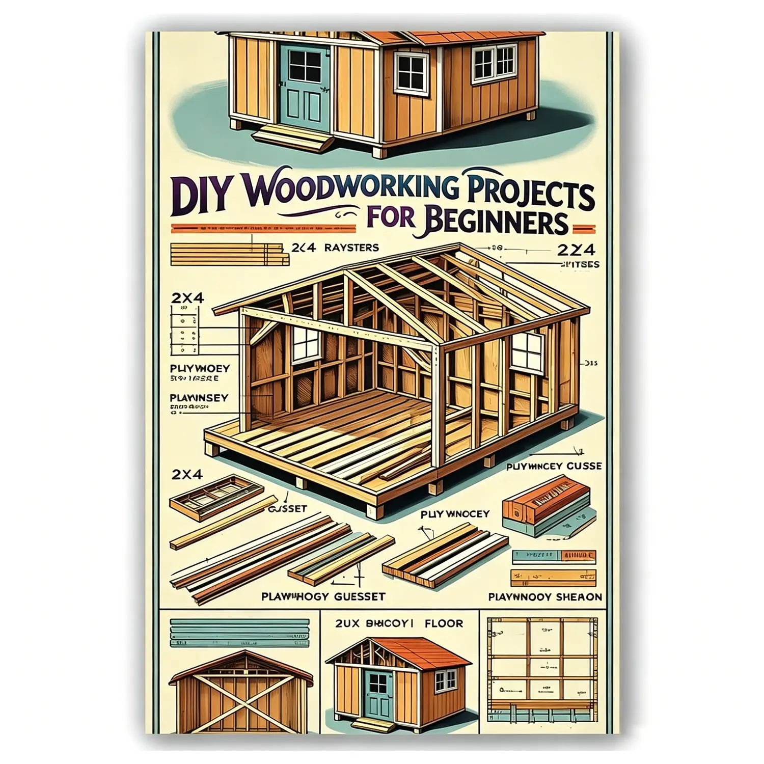 This all-in-one woodworking guide has step manuals, measuring templates & beginner tutorials covering cutting, drafting, sanding and assembly, ideal for DIY wood hobbyists and small woodworkers.