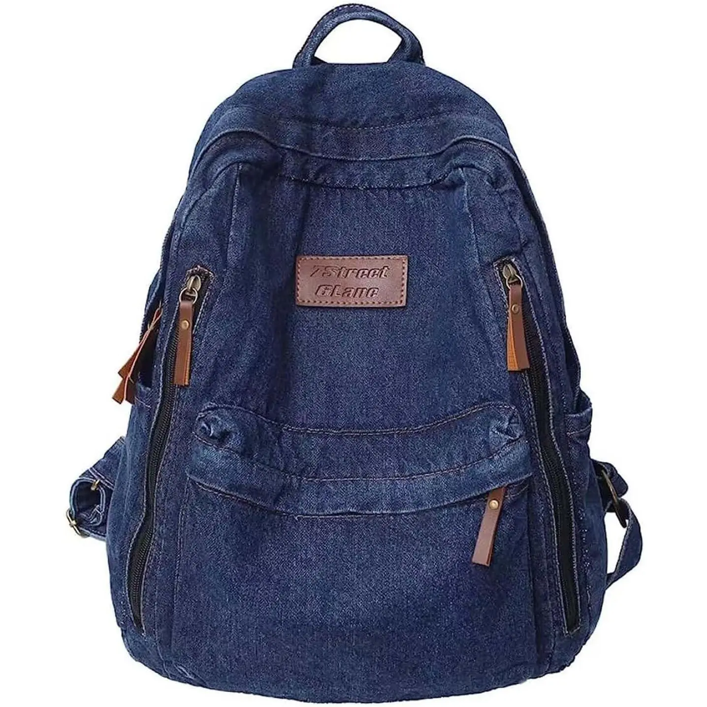 Denim Backpack for Women Men  Grunge Backpack Blue Jeans Laptop Backpack Retro Rucksack for Travel Work (Navy, Size)