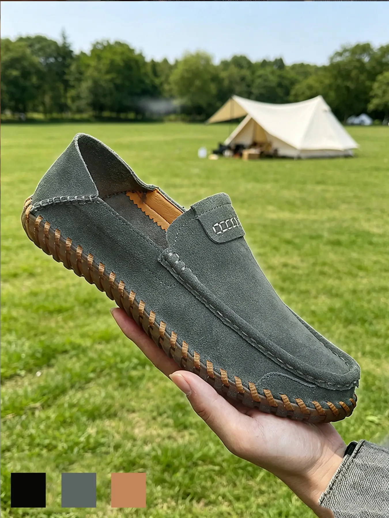 Men's Loafers Lightweight Breathable Non-Slip Hand-Stitched Retro, Vintage Style Shoes Driving Moccasins Slip-On Shoes All Seasons Black Cowhide Leather for Vacation Work Office Big Size 9.5-11.5