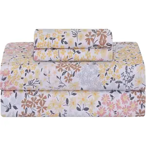 Softest 100% Cotton Sheets, 300 Thread Count Percale Weave Bedding, 16" Deep Pocket, Cooling Sheets, Breathable Bed Set, Hotel Premium Quality (King, Victorian Floral)
