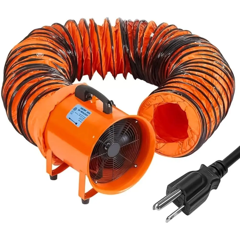 12 in Utility Blower Exhaust Fan with 32.8 ft Duct, 3500 r/min & 3500 CFM Heavy Duty Blower Fan, High Velocity Low Noise Extraction and Ventilation Fan for Ventilating Workshops, Confined Space