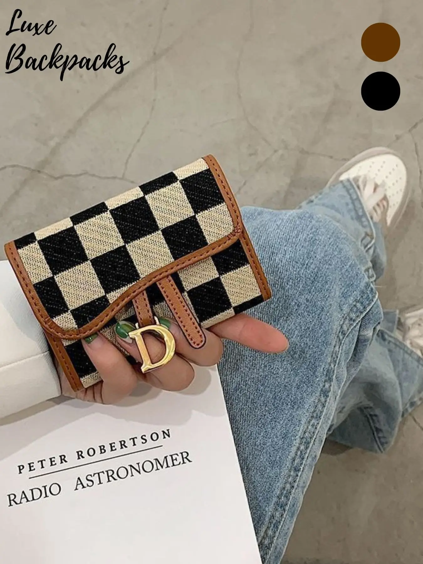 Vintage Checkered Card Wallet for Women, 2 Colors D Buckle Multi Slots Purse, Ideal for Daily Commute, Stylish and Functional