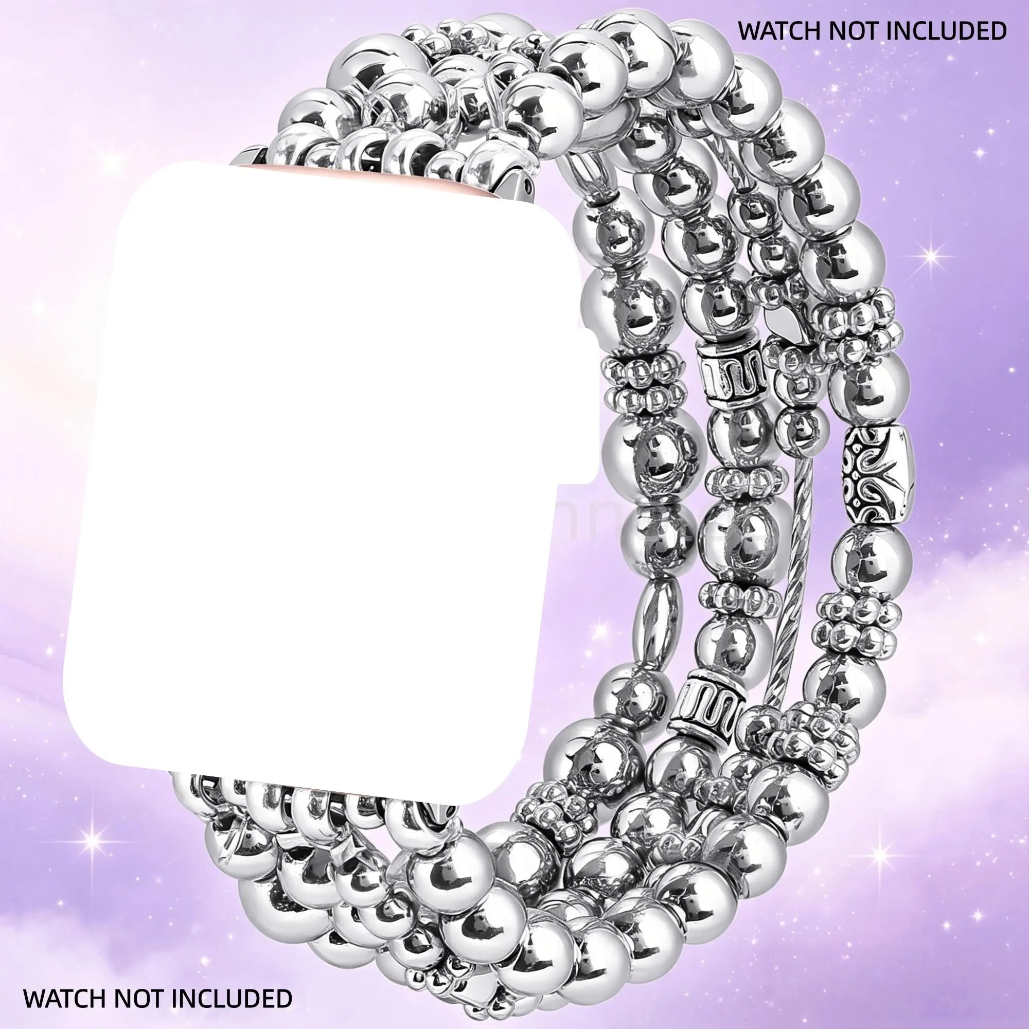 Metal bead bracelet compatible with Apple strap 38mm 40mm 41mm 42mm (10/11) 44mm 45mm 46mm 49mm women's handmade dress iPhone strap iWatch series 11 10 9 SE 8 7 elastic strap Smart Watch Straps, Wearable Accessories, Smartwatch Accessories