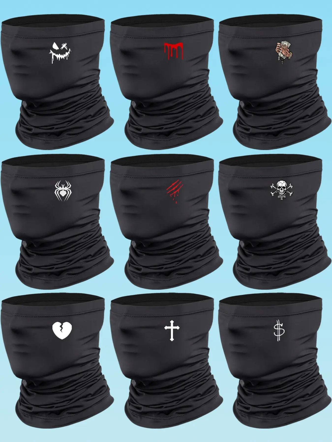 9Pcs Neck Gaiter Bandana Face Mask Summer UV Protection Cooling Breathable Face Mask Neck Scarf Balaclava for Men Women Breathable Face Covering Neck Gaiter Masks