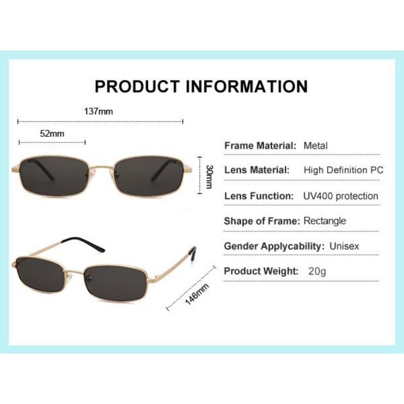SOJOS Small Y2k Narrow Rectangle Sunglasses Womens Mens Retro 80s 90s UV400 Sunnies.