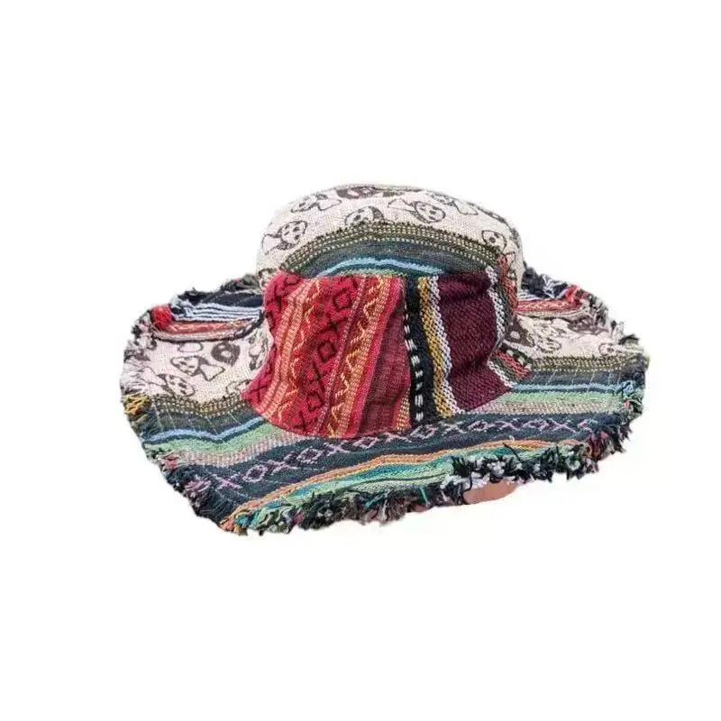 Patchwork Multi Color Mushroom Bucket Hat with Bendable Wire Brim & Hidden Stash Pocket Trendy Fashion Accessory