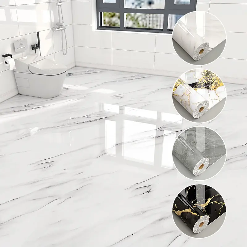 One Roll of Extra Thick Marble Floor Decals,15.75in*118.11in. Removable Peel And Stick Flooring Vinyl Sticker, Easy to Clean And Maintain,Suitable for Kitchen, Bathroom, Living room Floors and Walls
