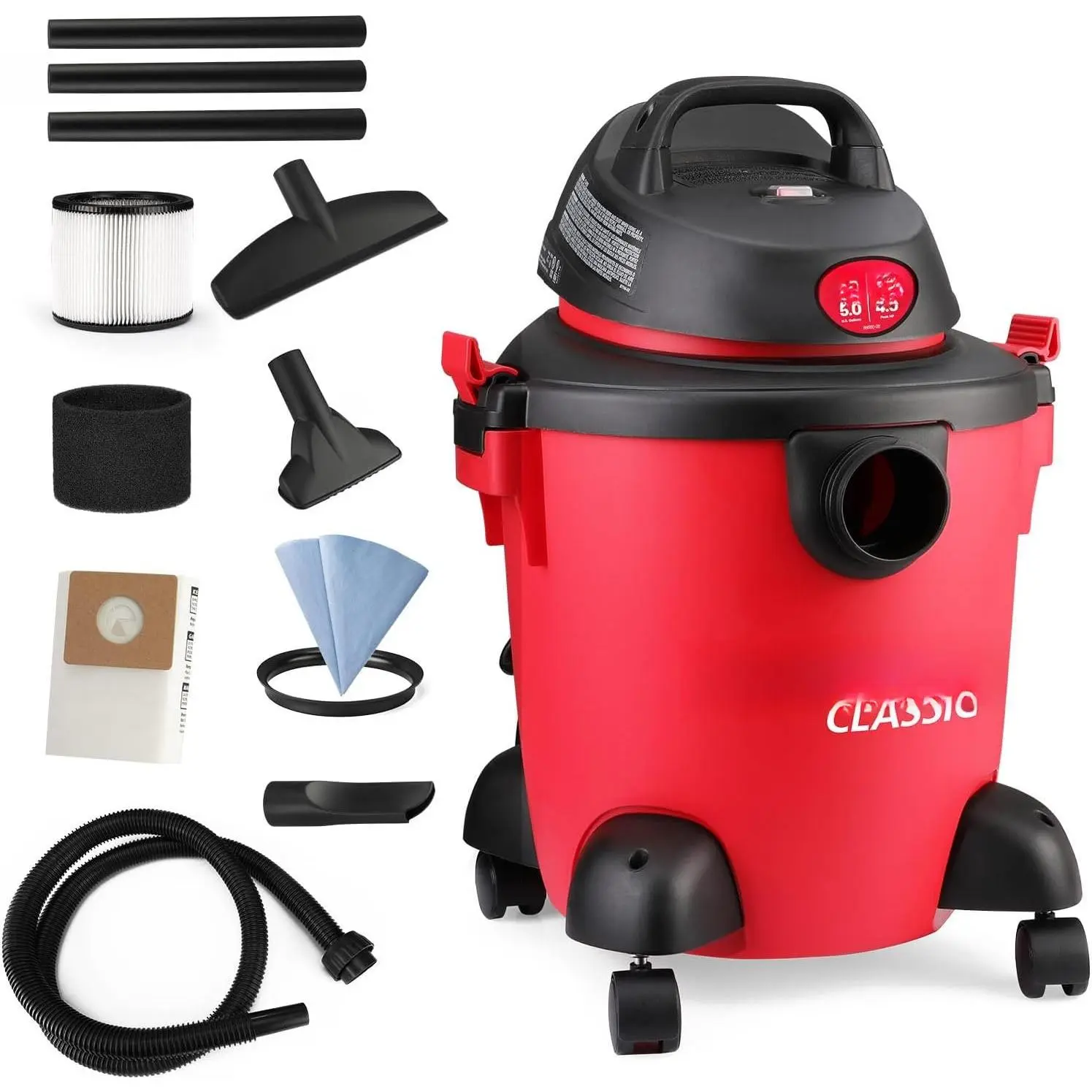5 Gallon 4.5   Wet/Dry Vacuum, Portable Heavy-Duty Shop Vacuum 3 in 1 Function with Attachments for House, Garage,  & Workshop, 5971536