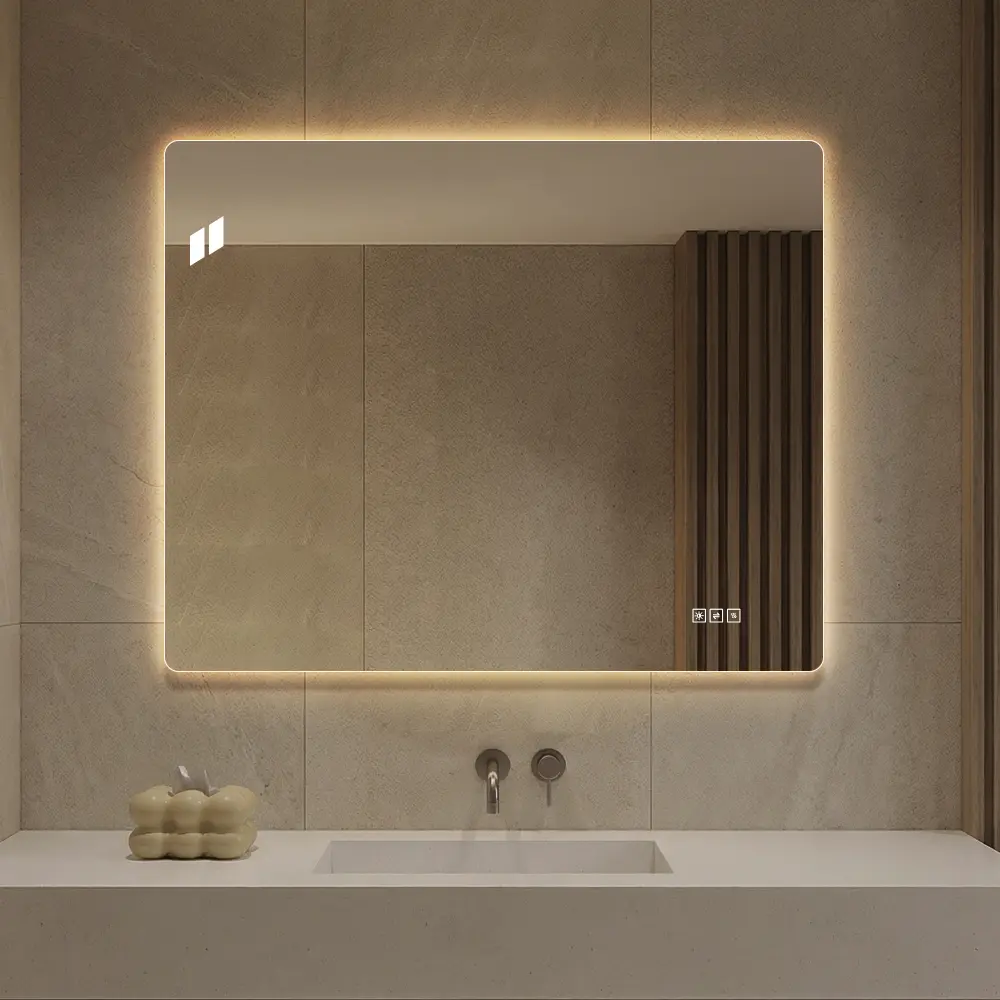 36x30 Inch LED Bathroom Mirror with Front & Backlit Lights, Lighted Vanity Mirror for Wall Mounted Bathroom, Anti-Fog Defogger Mirror with 3 Color Adjustable Lighting Modes, 5 Level Dimmable Brightness, Touch Sensor Control, Horizontal or Vertical Install
