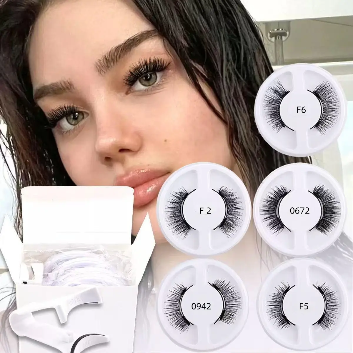 5 Pairs Magnetic Lightweight Eyelashes Set with 1 Tweezers, Makeup, No Glue Needed, Reusable Natural False Eyelashes for Easy Application