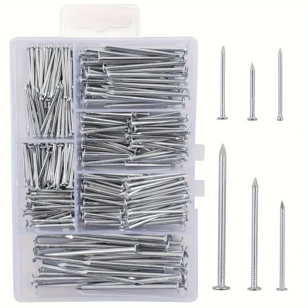 140/280 Piece High-Quality Hardware Nails Set, Longest 2 Inch Galvanized Nails, Picture Hanging Nails, Woodworking Nails, Wall Nails, Includes Storage Box