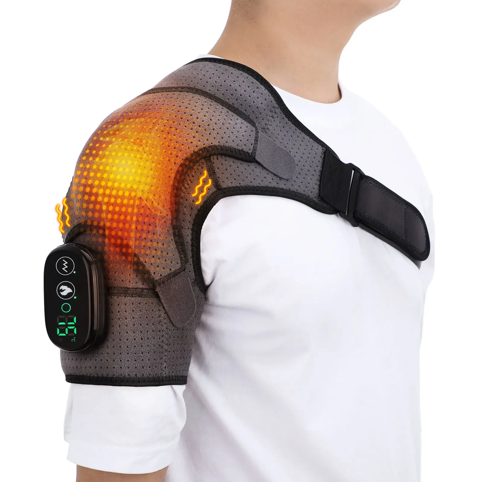 Portable Lightweight Shoulder Massager, Rechargeable with 3 Vibration Modes & Heat Therapy, Unisex Design for Knee, Shoulder, Arm Relief
