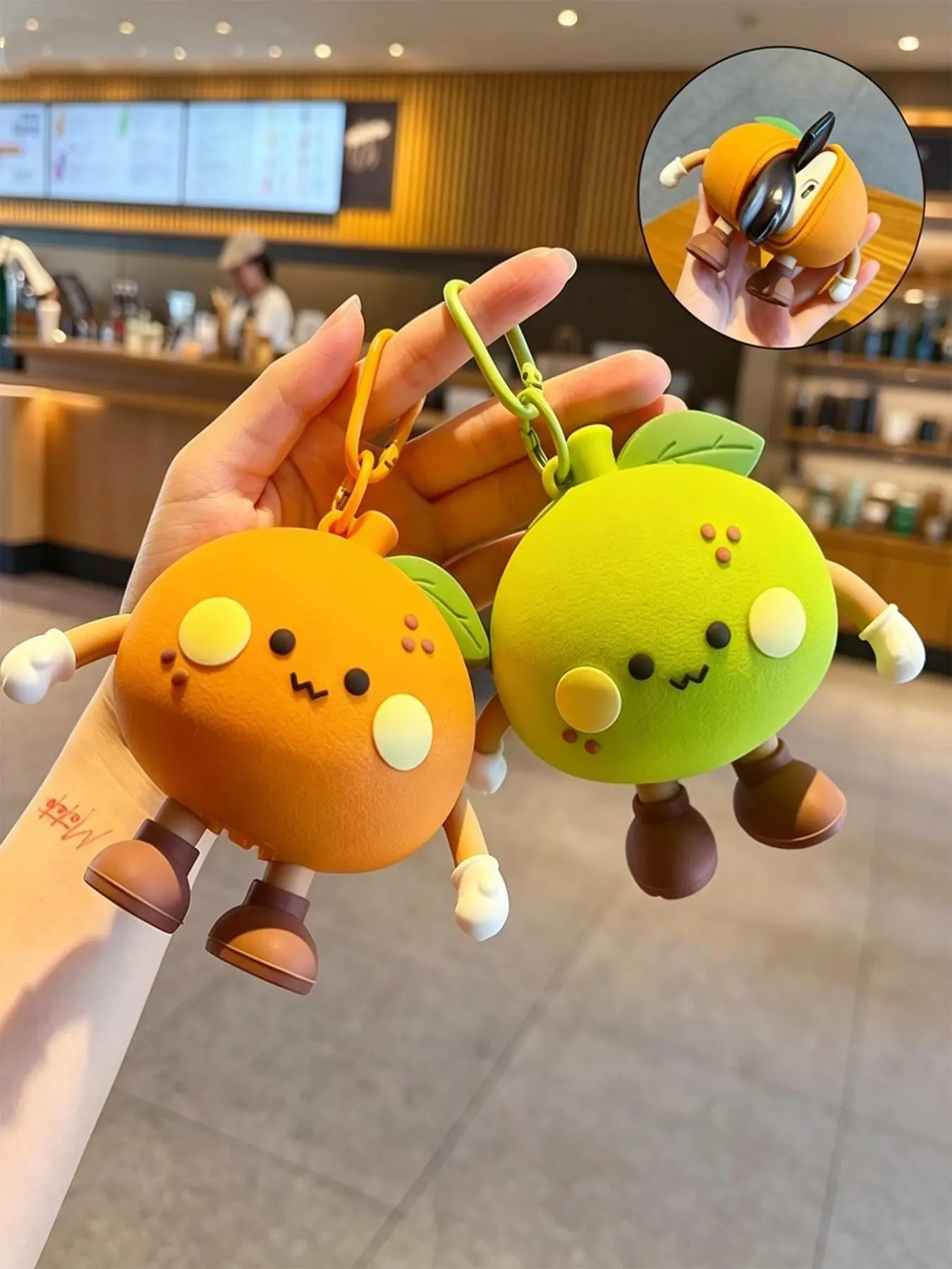 2 In 1 Kawaii Fruit Silicone Bag Charm, Orange & Lime Coin Purse Keychain, AirPods Storage, Christmas Stocking Filler & Stocking Stuffer Gift for Teen Girls