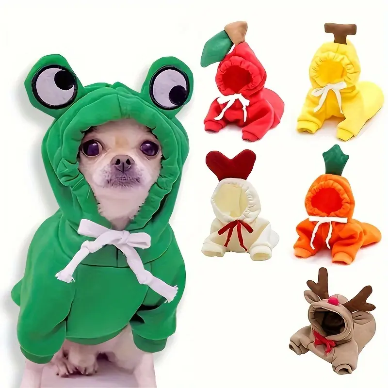 Cute Fruit Graphic Dog Hoodies - Warm Fleece Pet Clothing, Check Size Chart, Suitable for French Bulldogs, Chihuahuas, Puppy & Cat Coat Jacket, S, Puppy Sweater, Multi-Size, One-Piece