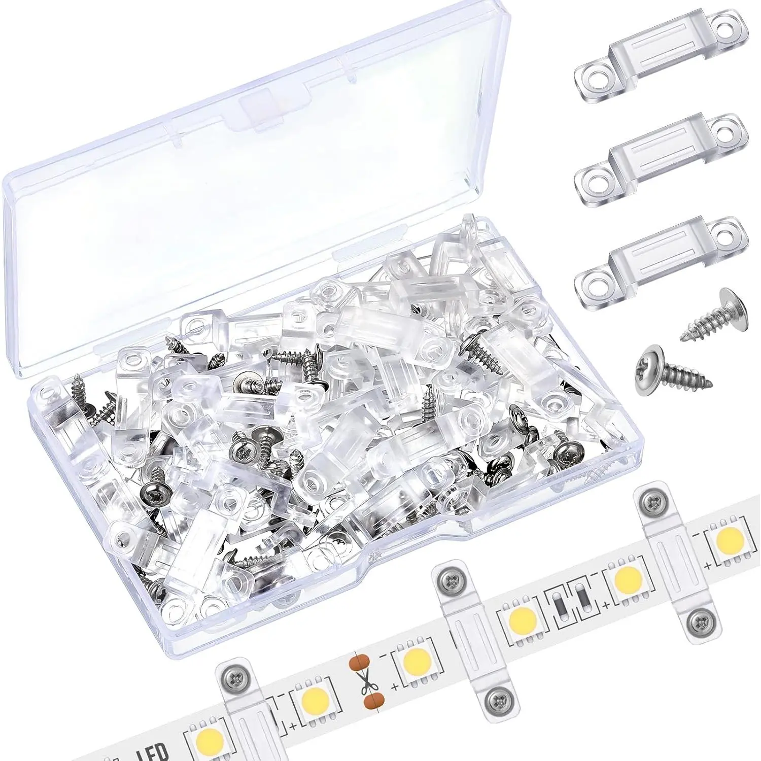 300 Pcs LED Light Strip Clips Clear Strip Light Mounting Brackets LED Holder Clamp Outdoor with Screws 12 mm Wide for Holidays Party Decor Ip67/68fidget toys