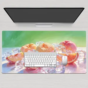 Premium Peach Melon And Orange With Ice Cubes Illustration High Quality Mouse PadModern Office Gaming Comfort ExperienceNon?Slip Durable For Daily Work And Play 40*80cm 40*90cm30*70cm