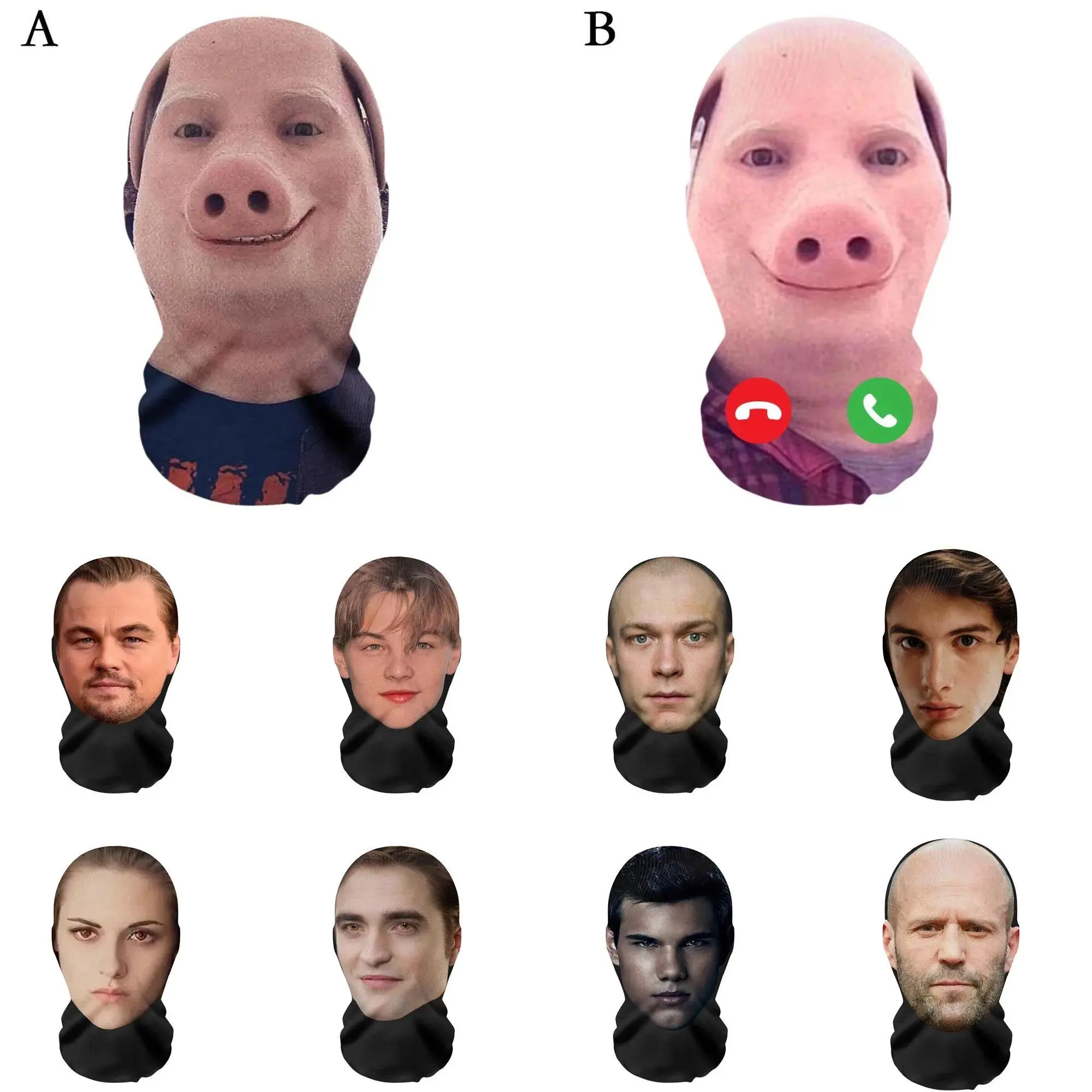 Interesting 3D Printed Seamless Mask Head Cover John Pork Smiling Party Cosplay Props UV Protection Shield Ronaldo PatternCospla