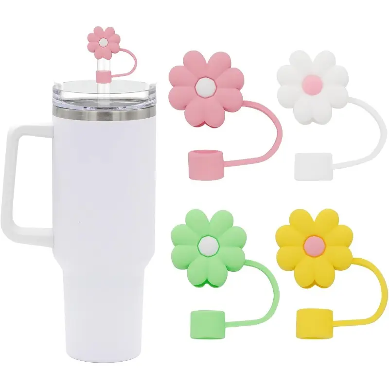 6Pcs Straw Cover Cap for Stanley Cup Straw Topper Compatible for 30&40 Oz Tumbler 10mm Dust-Proof Reusable Cute Straw Tips Lids