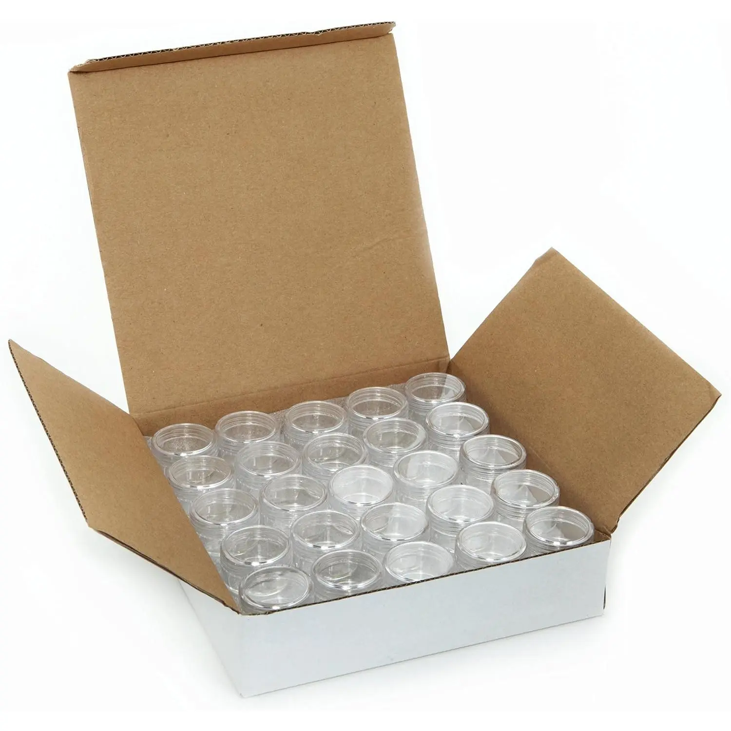 , 50, Clear, Empty, 5 Gram Plastic Pot Jars,  Containers.