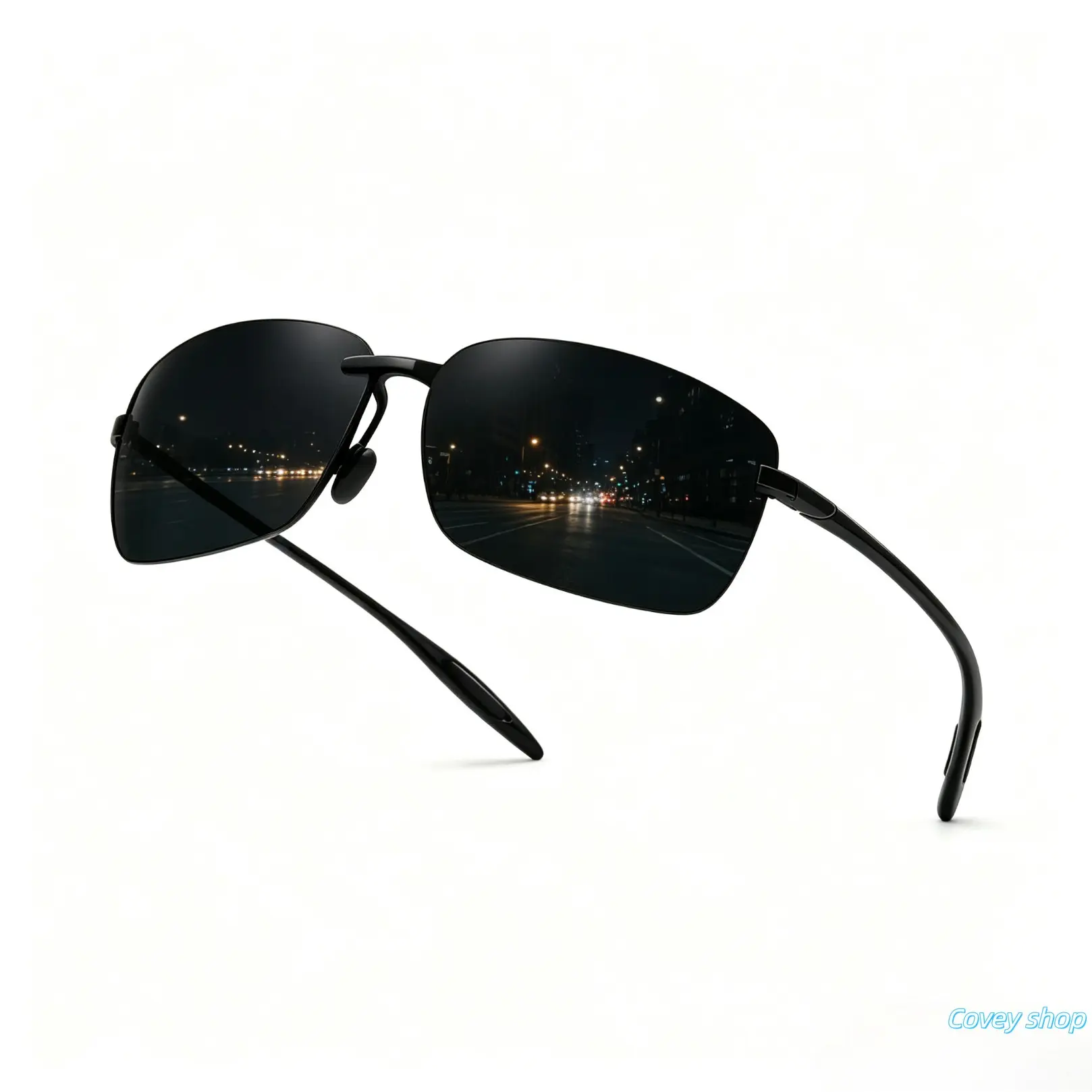 Men’s Ultralight Rimless Polarized Sunglasses, Hybrid Metal Frame Sports Eyewear, Windproof Outdoor Shades for Driving, Running, Cycling & Horse Riding Activities