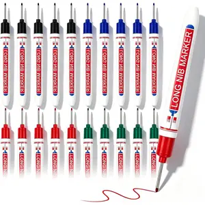 20 count Long Nib Marker, 20 mm Long  Deep Hole Marker Pens, Fine Nose Tip Deep  Permanent  Markers for Metal, Construction Markers, Marking Pen for Drilling, Carpenter, Woodworking