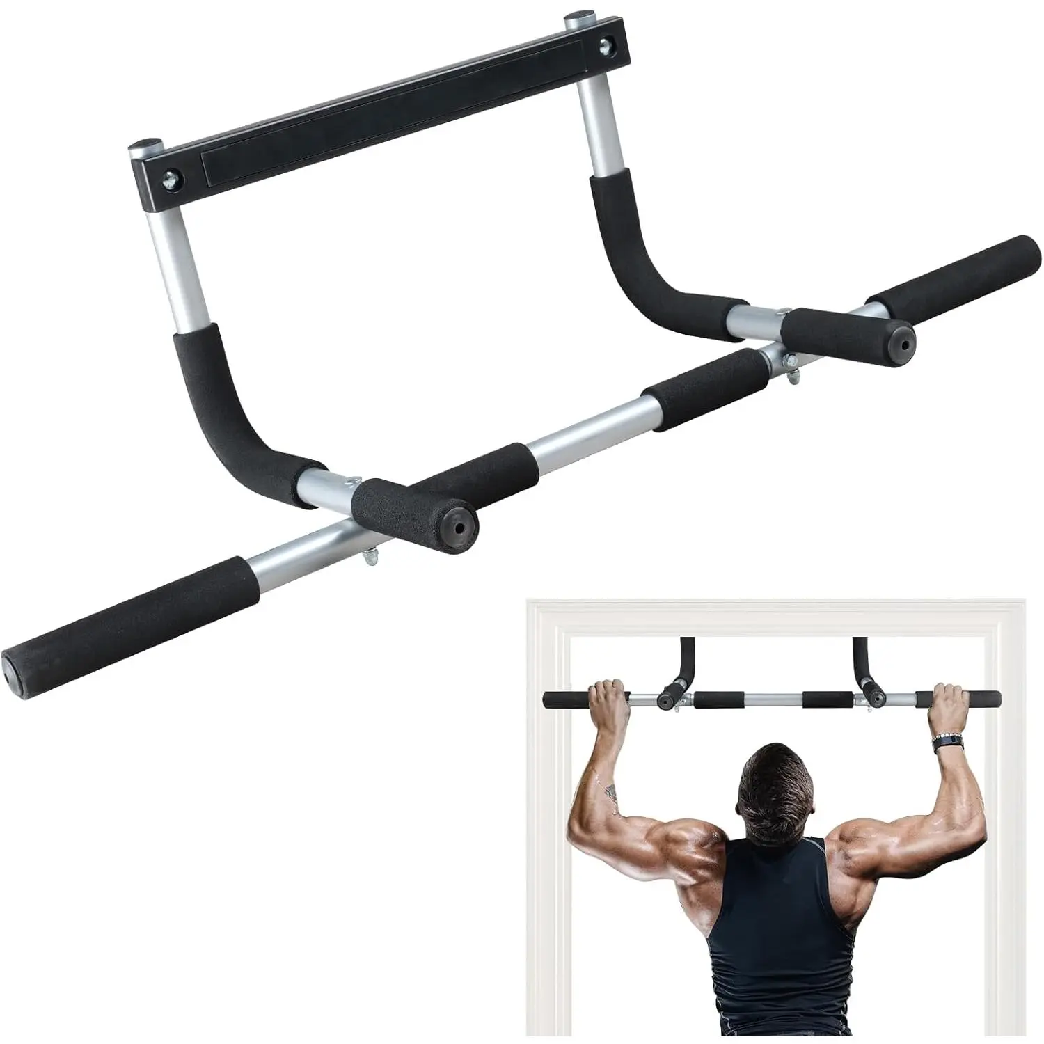 Pull-Up Bar For Door Frame Adjustable Portable Upper Body Fitness Workout For Home Gyms