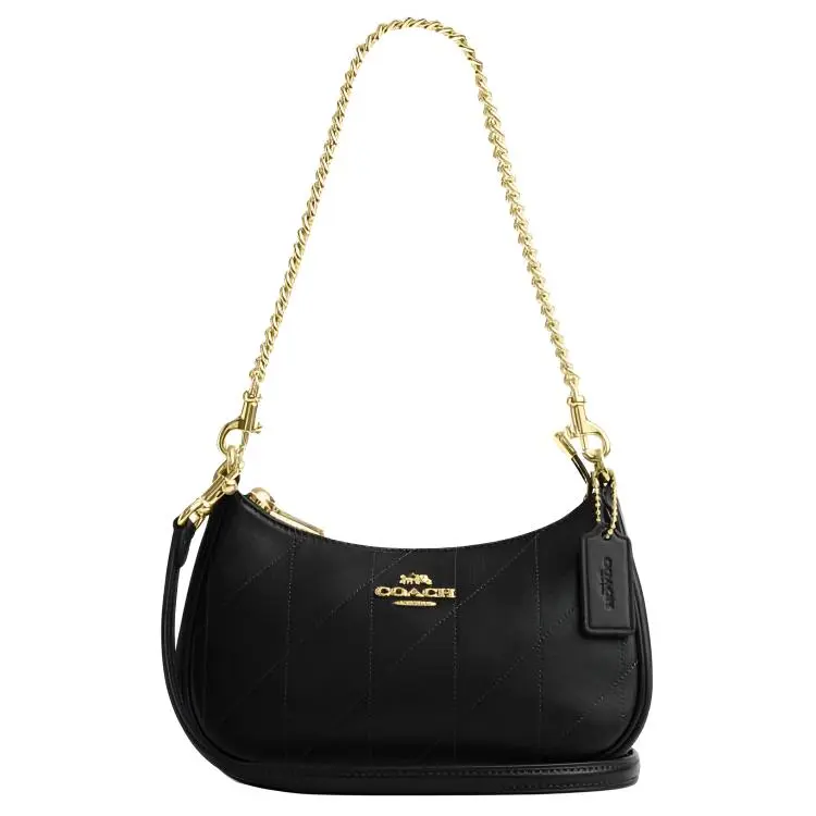 COACH Teri Quilted Crossbody Shoulder Bag for Women in Black with Gold Hardware