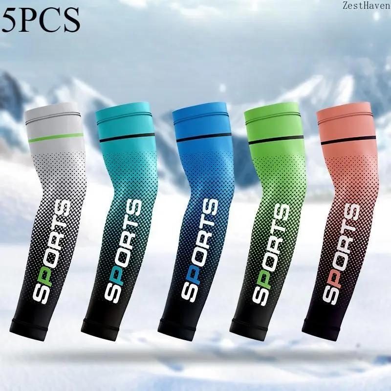 5 Pairs UV Protective Arm Sleeves for Men & Women, Breathable Solid Color Cooling Covers for Running, Cycling & Outdoor Sports, Protective Sleeve
