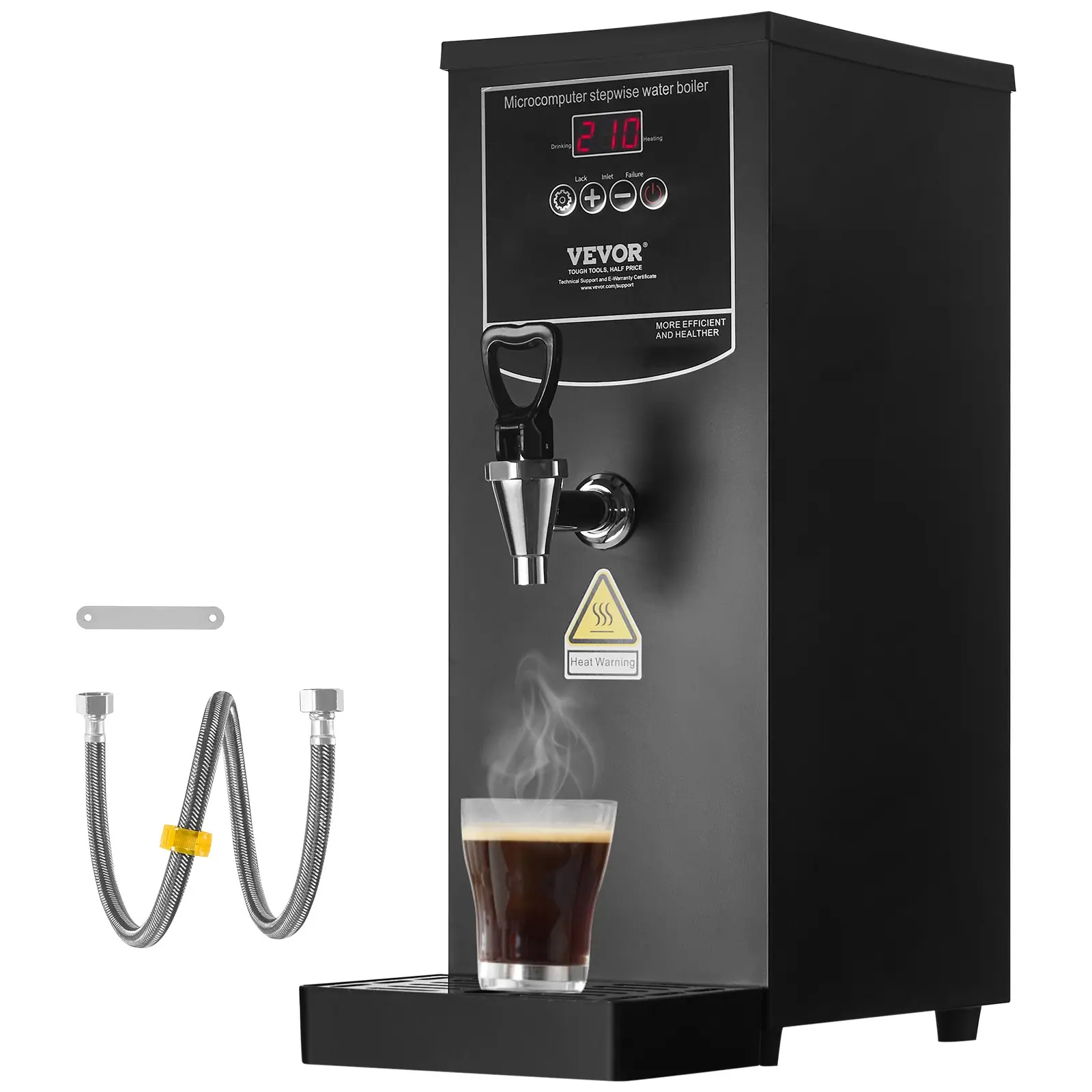 VEVOR Commercial Water Boiler, Electric Hot Water Dispenser with 316 Stainless Steel Heating Tube, 1500W Step-by-step Fast Heating 50L per Hour Hot Water Boiler, for Coffee Tea Restaurant Office