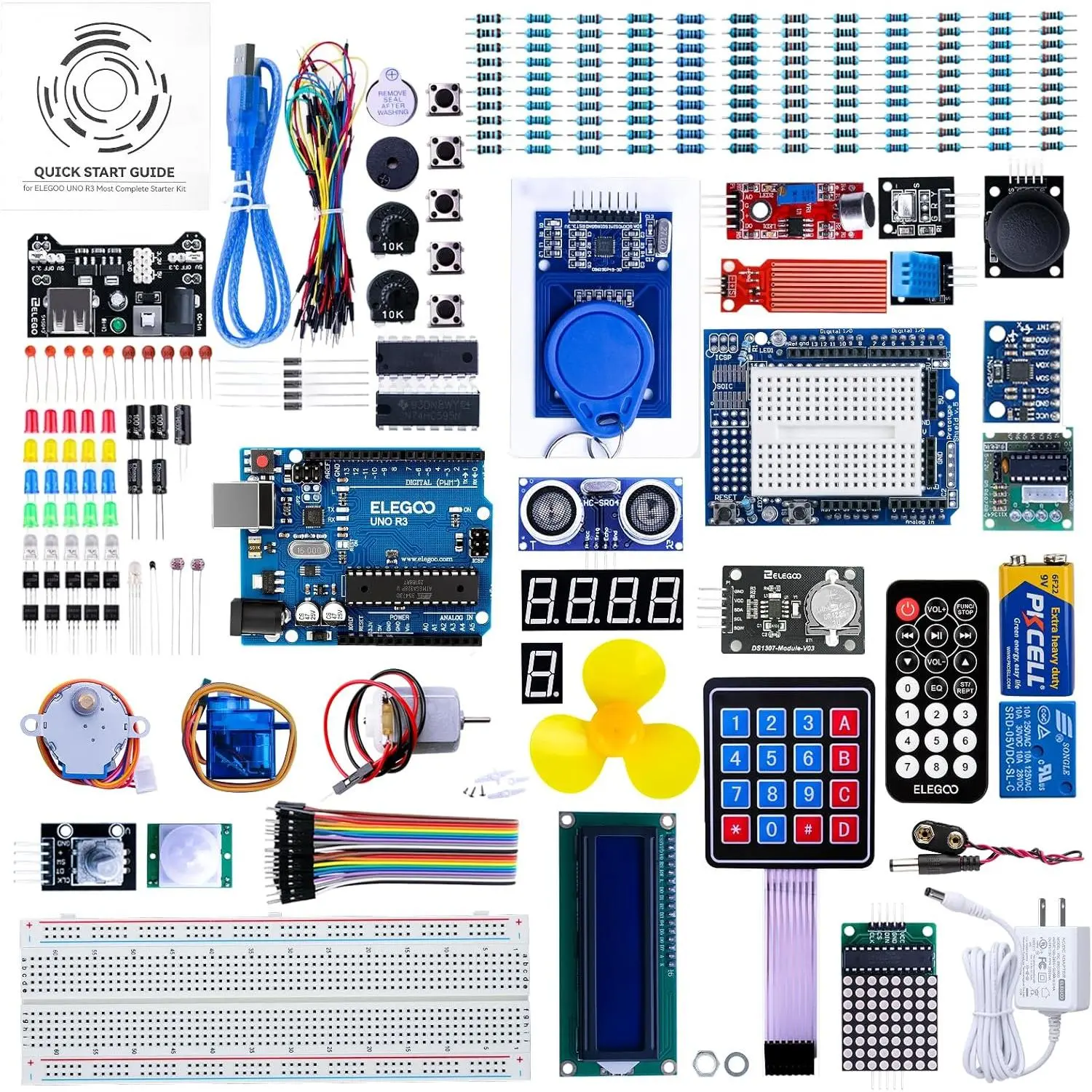 ELEGOO UNO R3 Project Most Complete Starter Kit with Tutorial Compatible with Arduino IDE (200+ Components)