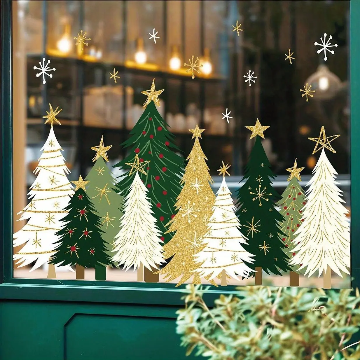 3 Christmas Window Stickers, Sticker Set, Tree Snowflake Design, Winter Home Window Decorations, Festive Holiday Ornaments