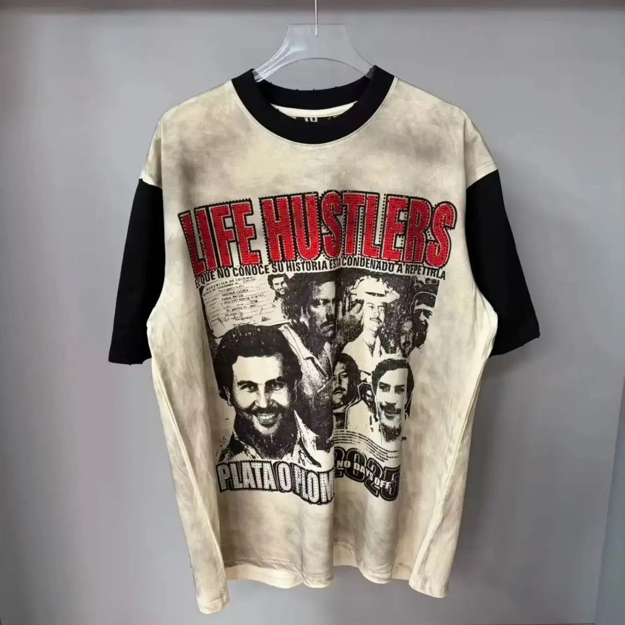 LIFE HUSTLERS 26SS Y2K American Retro Graphic Tee, Heavyweight Cotton T-Shirt, Vintage Hip Hop Streetwear Top, Oversized High Street Casual Fashion Men Women