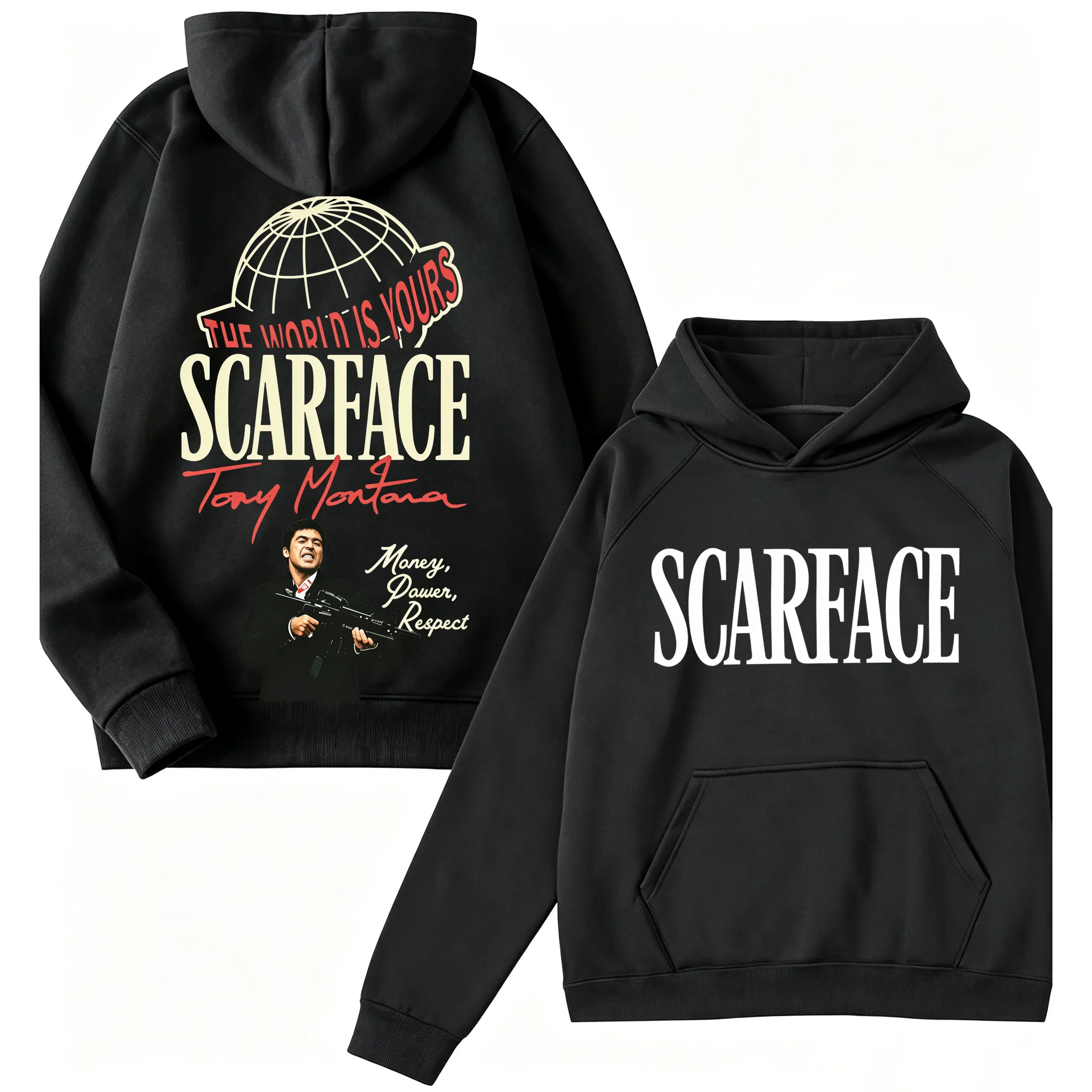 ⛓️ ? Scarface Inspired Two Sided Graphic hoodie, Iconic Tony Montana Print The World Is Yours, Retro Movie Fan Streetwear Top, Y2K Casual Crewneck Unisex , Trendy Graphic Hoodie Gift , Same Day Dispatch Fast Shipping