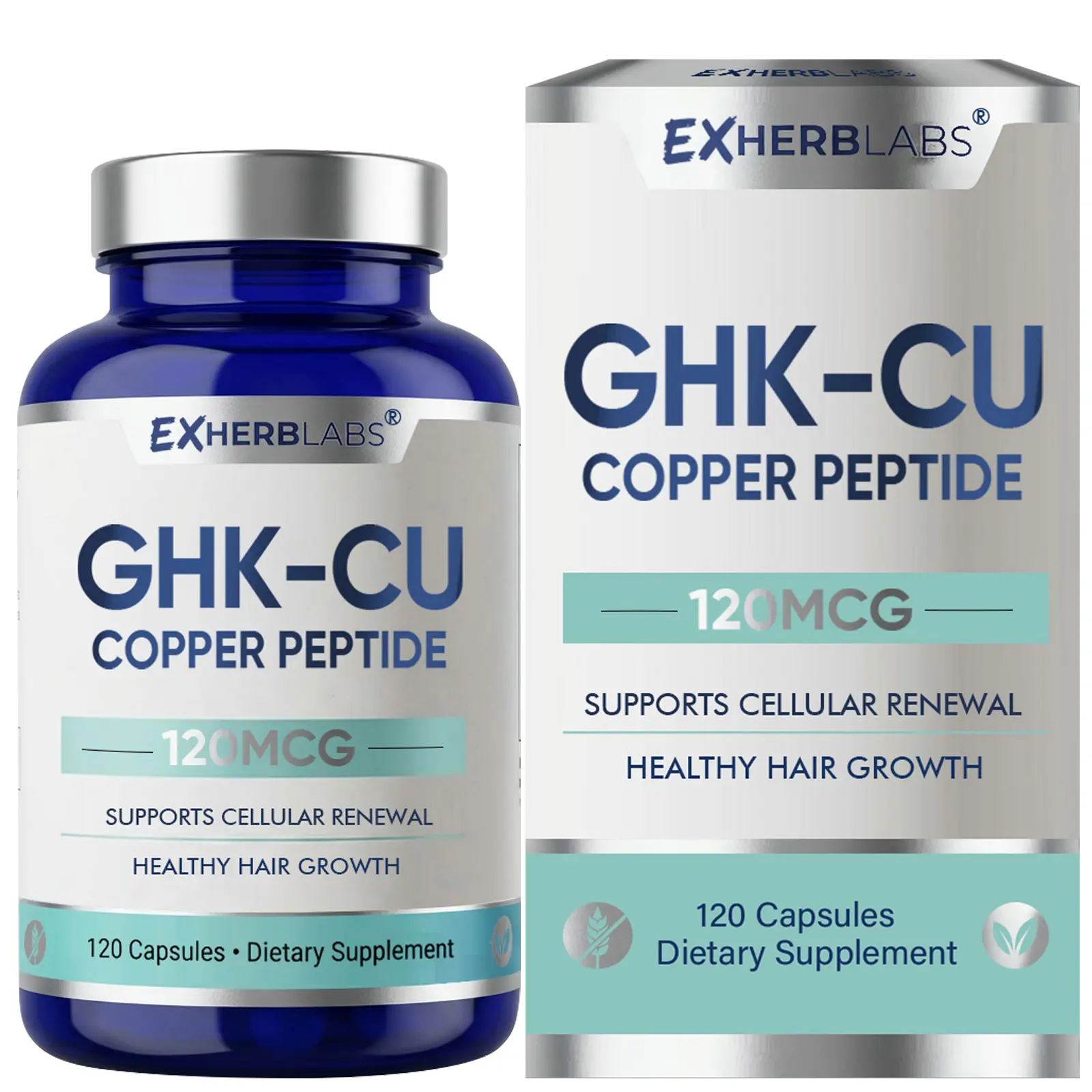 GHK-Cu Copper Peptide Dietary Supplement - 120 Vegan Capsules, High Potency, Supports Beauty, Skin Care, Healthcare, Collagen Production, Skin Repair, Healthy Elasticity, Anti-Aging, Hair Growth