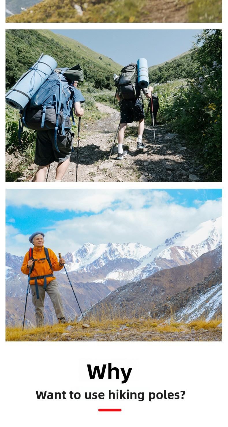 Five-section folding trekking pole, camping hiking pole, ultra-light aluminum alloy portable non-slip climbing cane