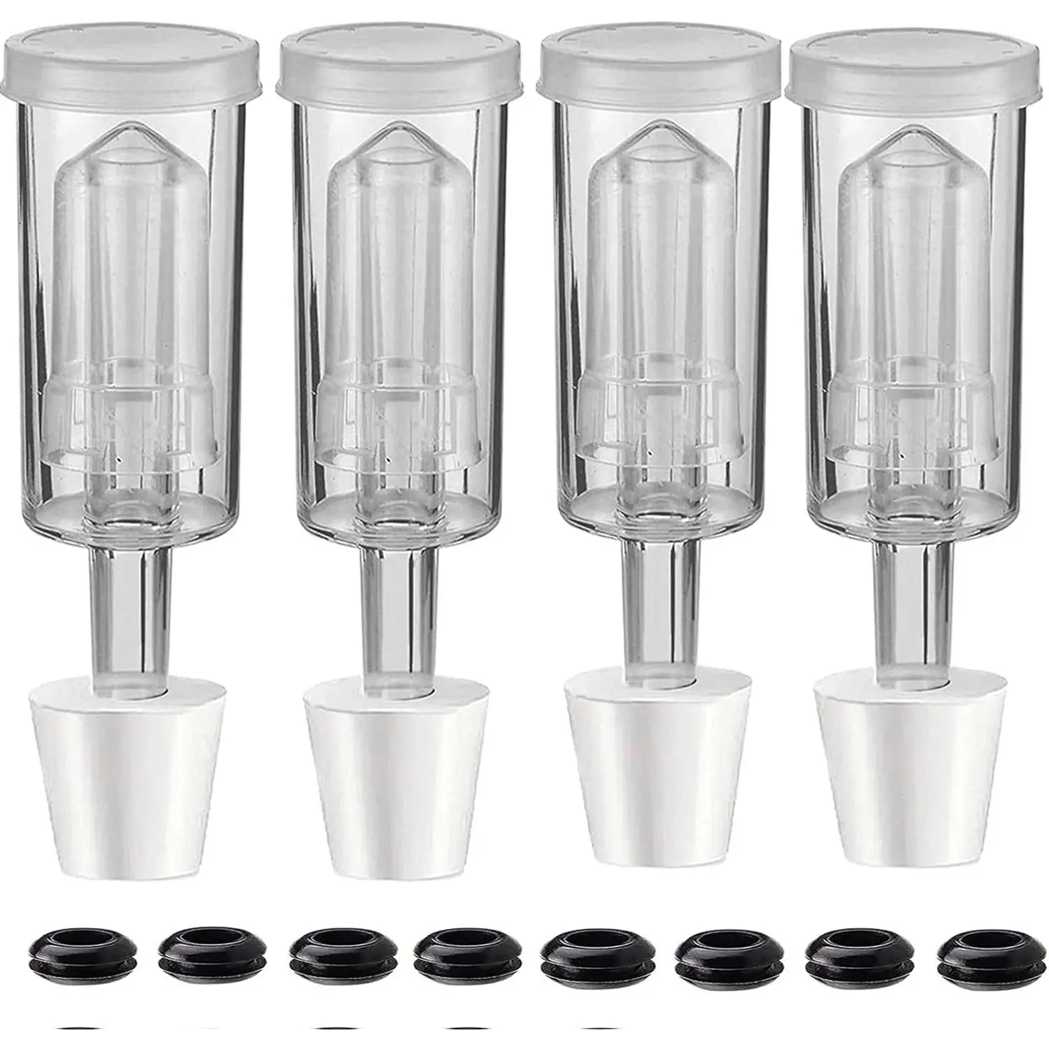 3-Piece Airlock 4 Pack with 4PCS #6 Stopper and 8PCS Grommets, Fermentation Airlock Beer Wine Kombucha Brewing Kit,Carboy Airlock FDA Transparency Upgraded