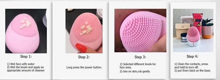 IPX6 Waterproof Face Exfoli Cleaning Sonic Pink Pore Cleaner Wash Face Multi-function Silicone Facial Cleansing Brush