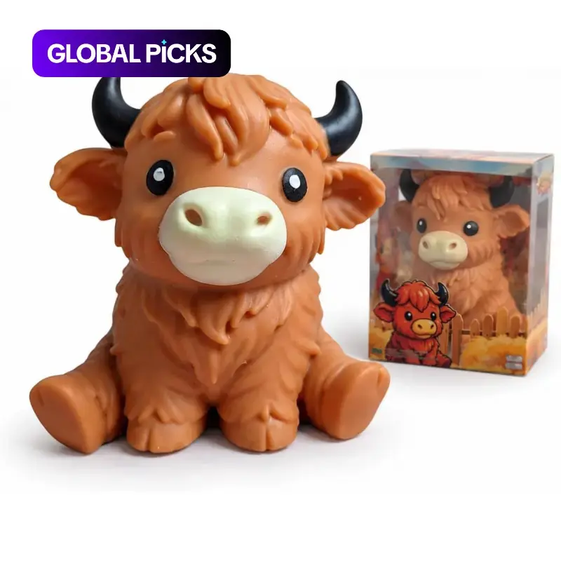 Highland Cow Desktop Ornament, Small Bull Figurine, Decorative Piece for Home Office, Unique Gift Idea, Perfect Addition to Any Space