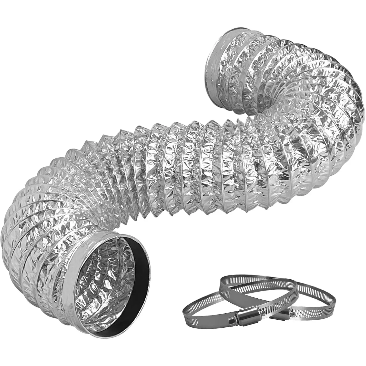 Flexible Dryer Vent Hose, 4 Inch 3Ft Extra Thick 6-Layer Heavy  Dryer Exhaust Duct Hose for Tight Spaces, with 2 Clamps