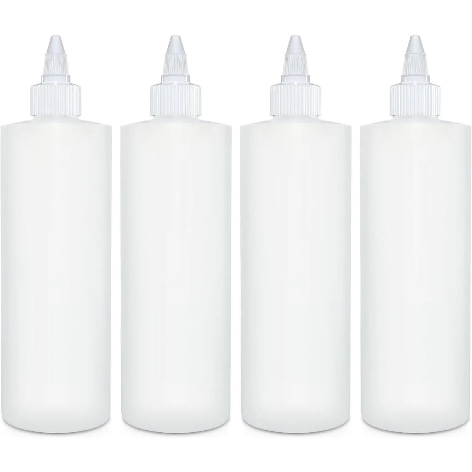 Condiment Squeeze Bottles, 16 OZ Empty  Bottle with Twist Top Cap, Leak Proof -  for Ketchup, Mustard, Syrup, Sauces, Dressing, Oil, Arts and Crafts,  Plastic - 4 PACK