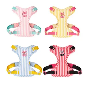 Dog's Korean color-blocked chest and back harness set, breathable and lightweight dog harness, suitable for outdoor walking and traction set for small dogs, Universal Harness, Puppy Harness