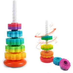 1 PCS Spinning Stacking Toy, Spin Toy for Toddlers 1-3, Sensory Toys for Toddlers 1-3, Rainbow Spin Tower, Autism Spin Stack Toys, Suitable for Gifts for Boys and Girlfidget toys