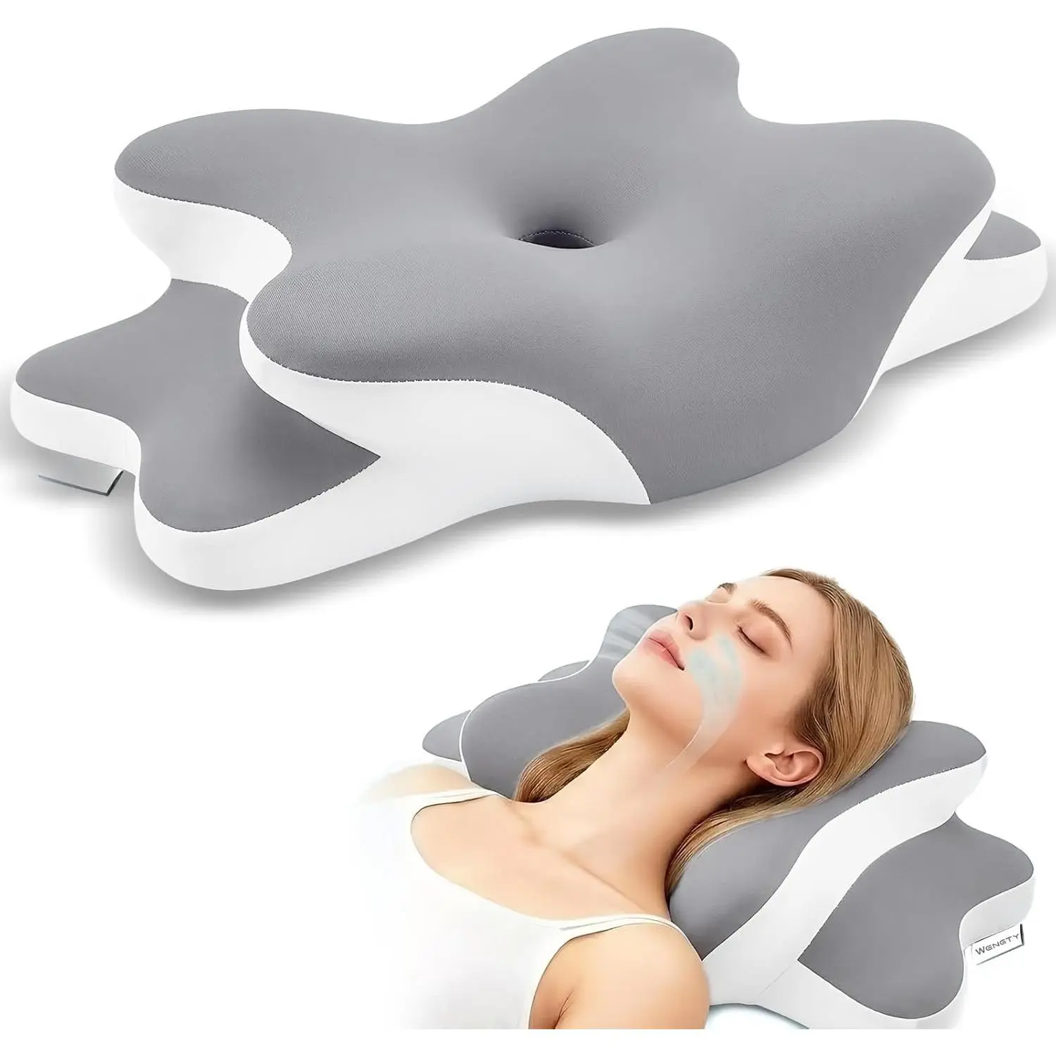 Pillow,Sleep  Pillow w/ &  , &  Contour  Memory  Cooling Pillow for Side Sleepers,Medium Firm Support (Gray,  Size)