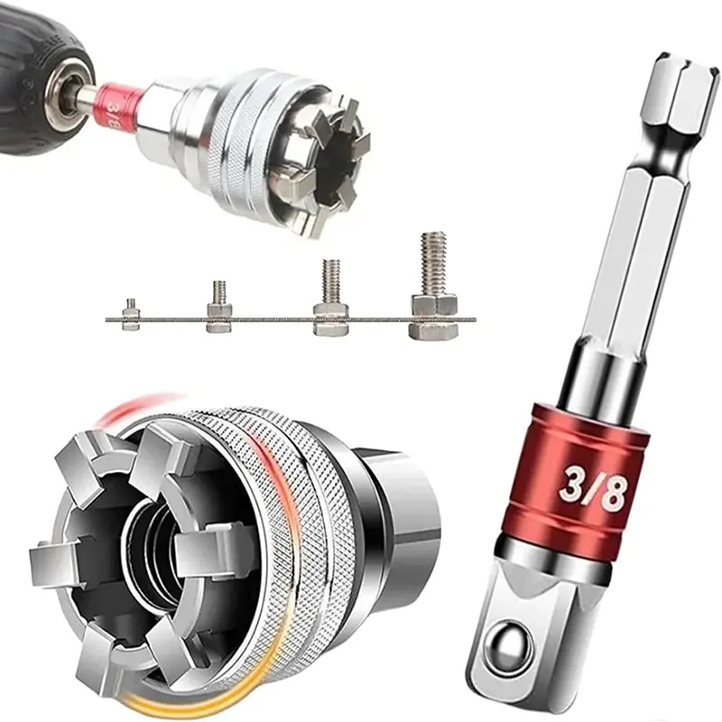 Multi-Function Universal Socket Wrench Tool with Adjustable Size, 3/8"-3/4" & 10mm-19mm Self-Adjusting Adapter, Ratcheting Grip for Nuts Bolts Hooks, Home DIY & Auto Repair Maintenance