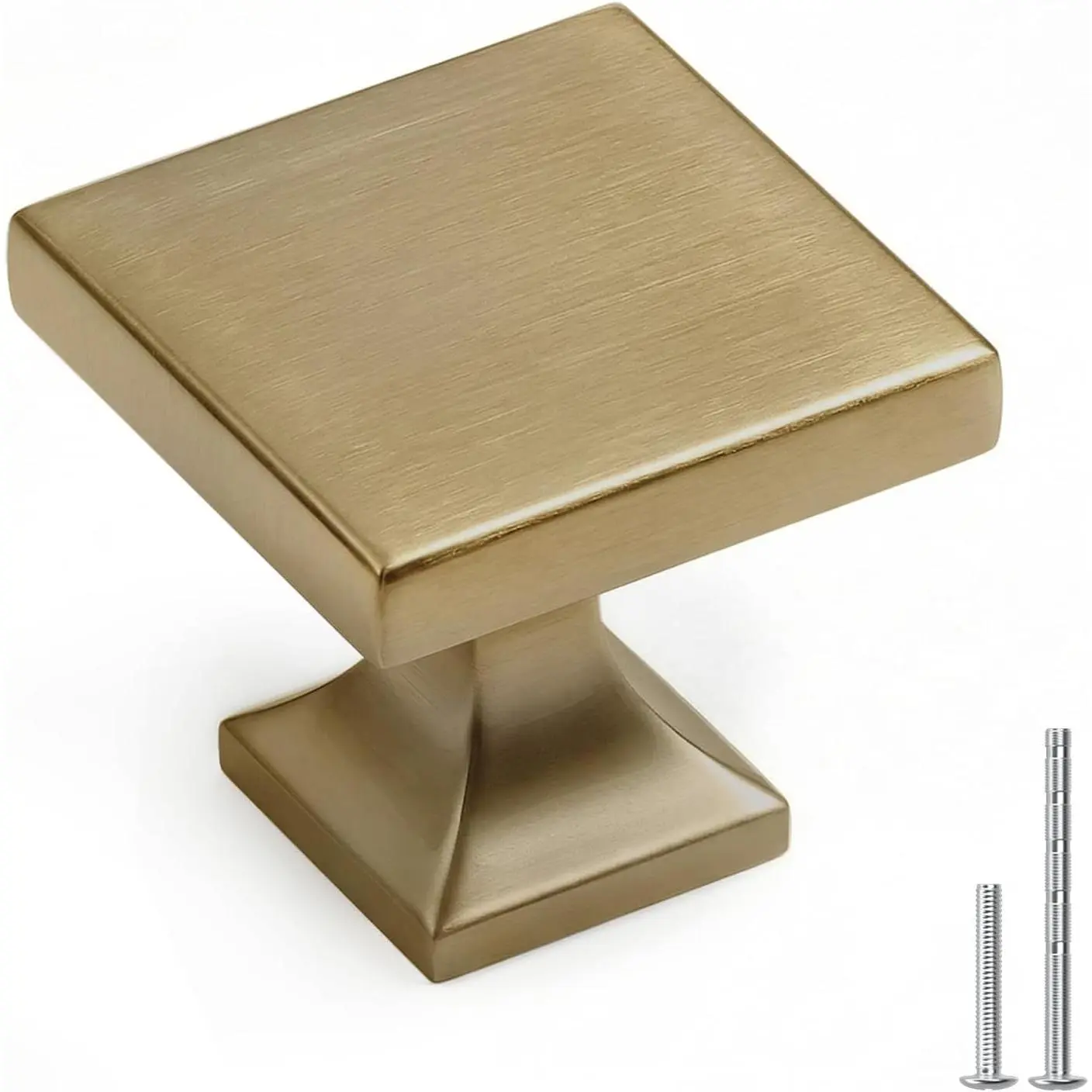 5 Pack Cabinet Knobs Square 1.1 inch Champagne Bronze Dresser Drawer Knobs Zinc Alloy Wide Base for Kitchen Bathroom Bedroom