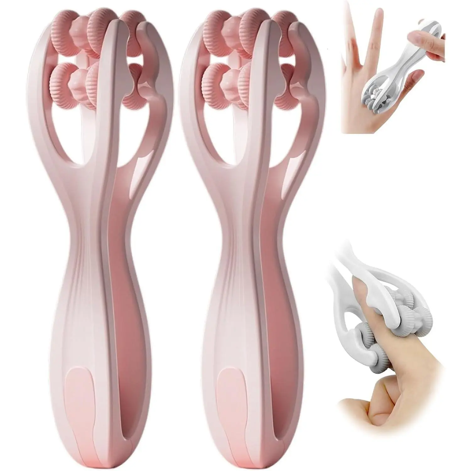 2pcs Finger Massager for Arthritis Finger Arthritis Pain Relief Manual Massage Tools Hand Massage Roller Thumb Massager for Woman Mothers Day Gift Palm Foot Acupressure Tool Pink