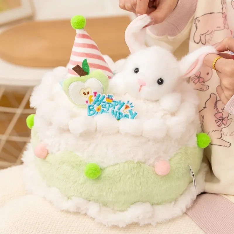 Cute Animal Fruit Cake Doll Pillow, Birthday Cake Shape Gift, Living Room Decor Pillow, Adorable Plush Cushion for Home Decoration