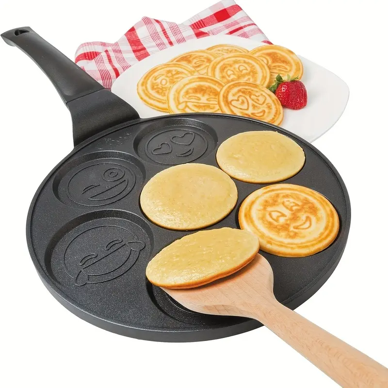 1PC 7-Hole Non-Stick Mini Crepe Pan with Detachable Handle Compatible with Gas Stove Oven Dishwasher Safe Black Breakfast Pancake Maker