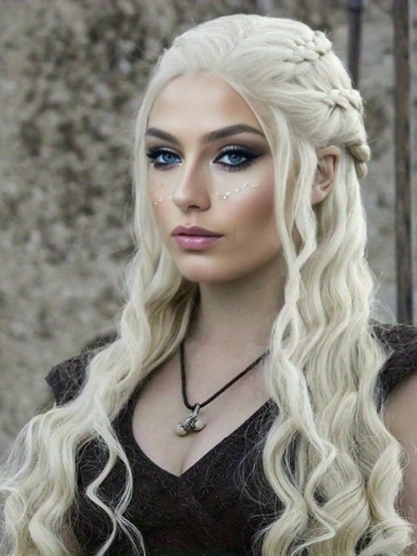 30-Inch Light Gold or Silver Color Long Wavy Wig, Role-Playing Synthetic Hair, High-Temperature Fiber Rose Net Cosplay Wig, Wavy Synthetic Wigs