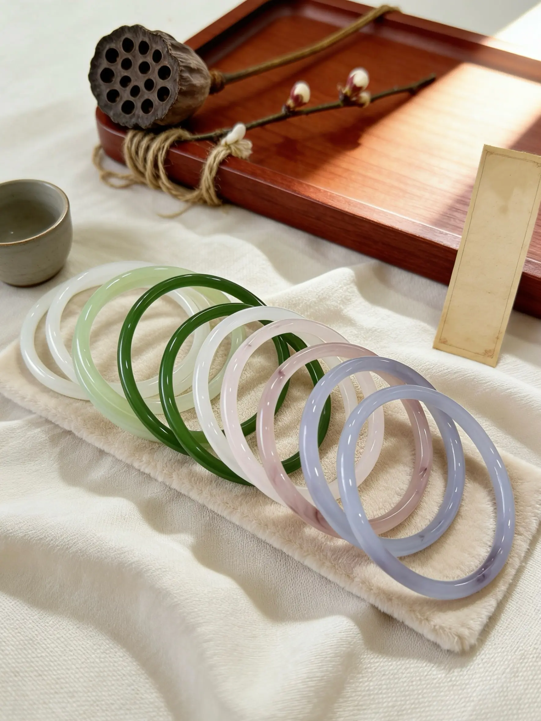 Chinese Style dingdang Jade Exquisite Bracelet Bangle Set, 2-Piece High Quality Bracelet Jewelry with Gift Box, Ideal for Blessing & Memory Keepsake, 62mm Size
